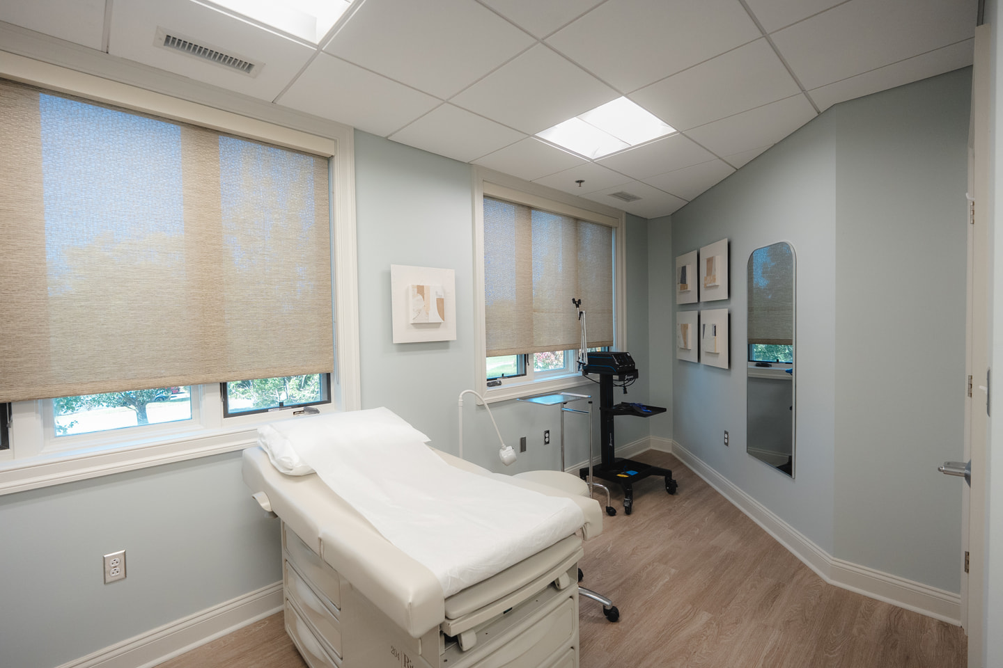 A light-filled examination room at Continuum in Charlottesville.